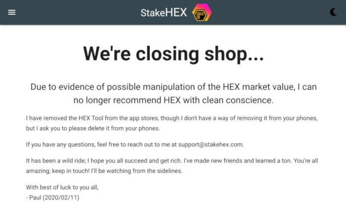 Screenshot stakehex.com