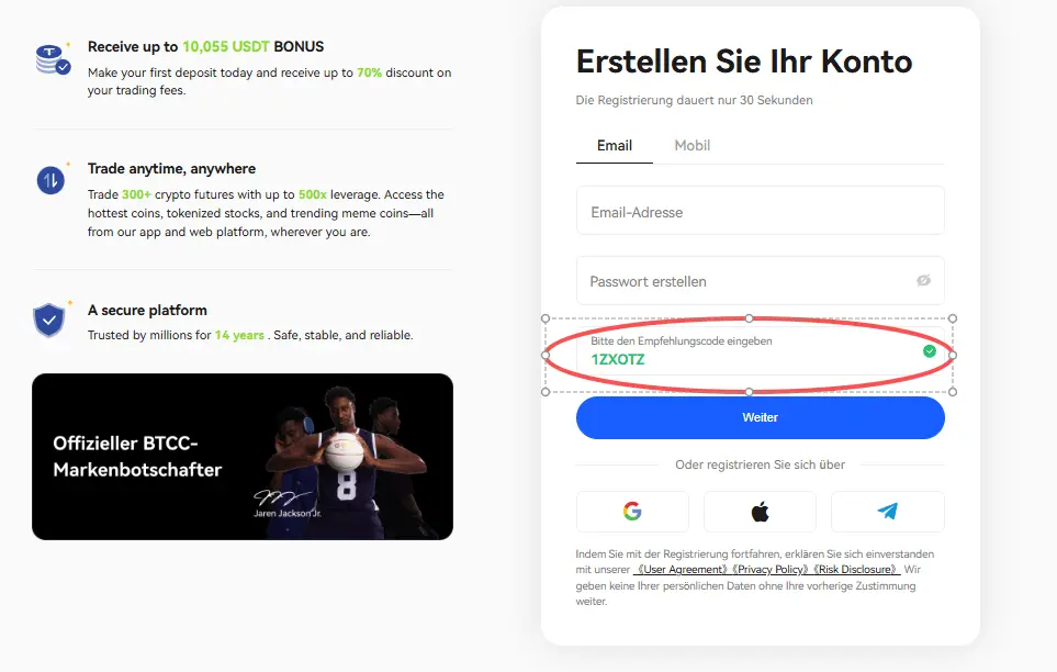 BTCC-Empfehlungscode